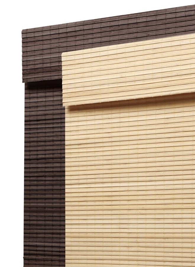 SEEYE Cordless Bamboo Roman Shades, Blackout Natural Bamboo Blinds for Indoor Windows, Roll Up Blind Privacy Shade for Home, Office, Door, UV Resistant & Easy to Install, 34" W x 64" H, Brown - Image 2